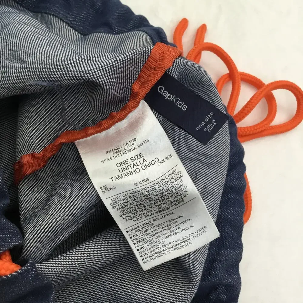 GAP Drawstring Soft Backpack Denim with Orange Drawstring